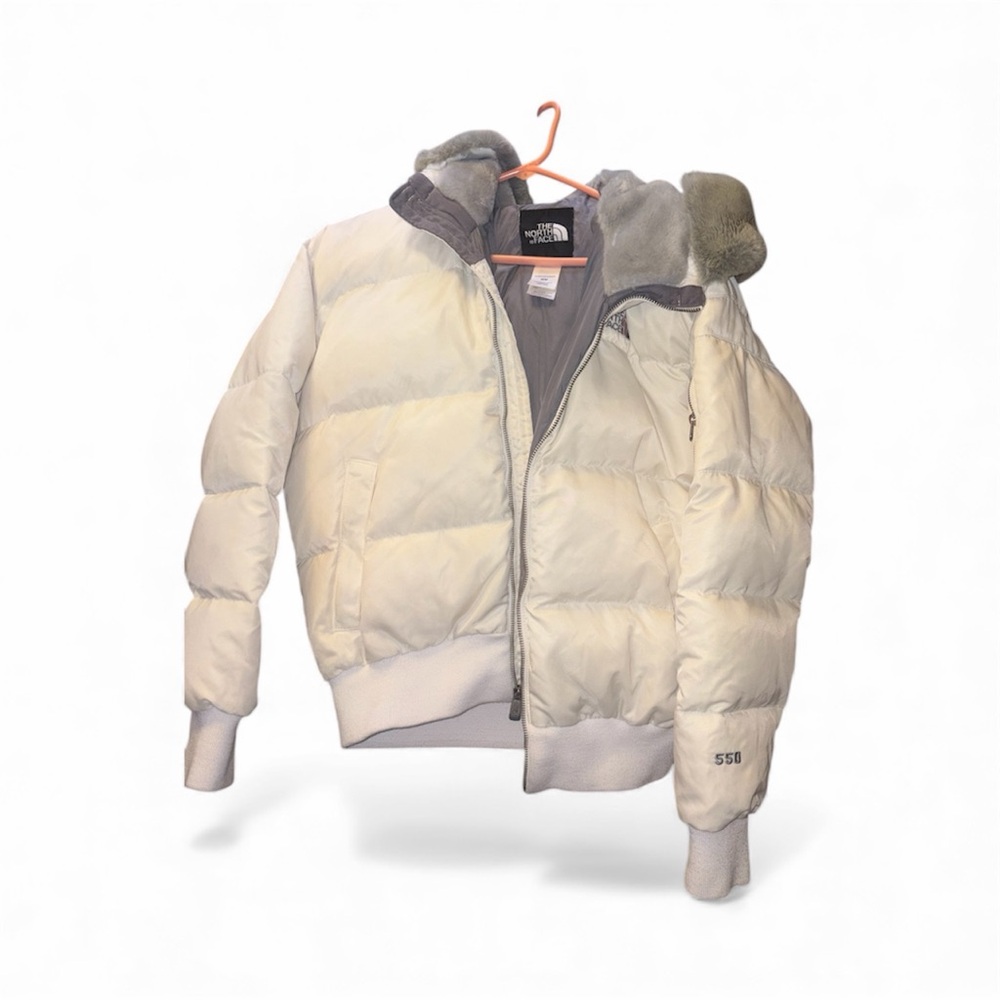 The North Face Women's Cream and Gray Puffer Jacket